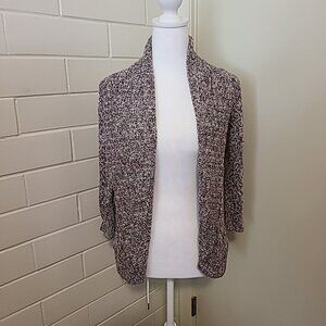 IZ Byer‎ Ladies Open-Front Cardigan Brown / White Size Medium Winter Business